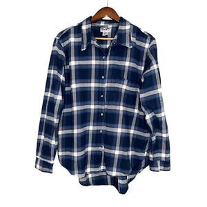 Wrangler Wrancher Flannel Shirt - Women's L Blue Plaid Long Sleeve‎
